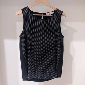 LOFT Dotted Pleat Back Shell - Black - Small